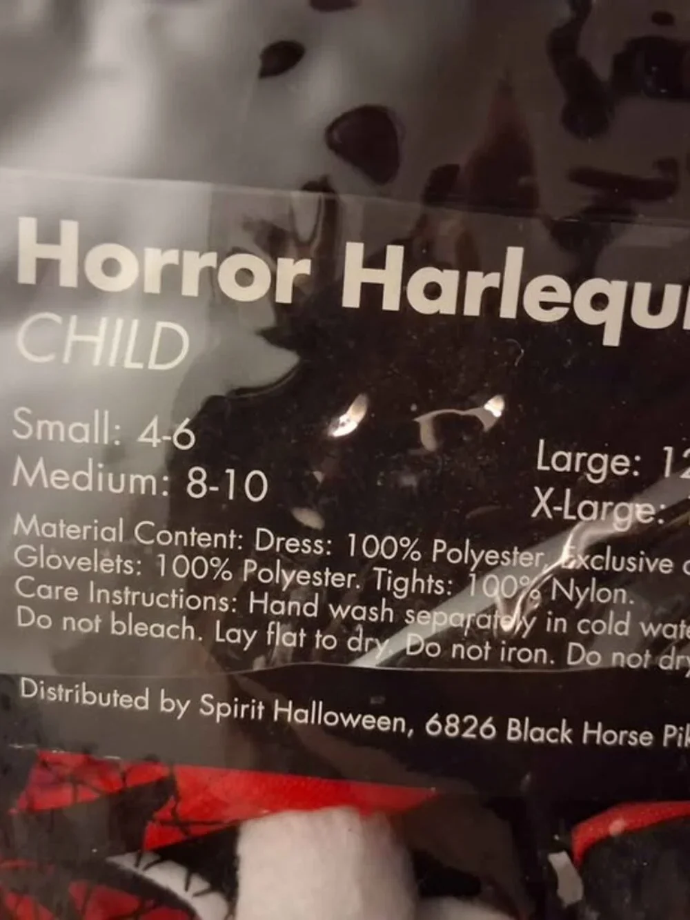 Horror harlequin child costume med 8-10